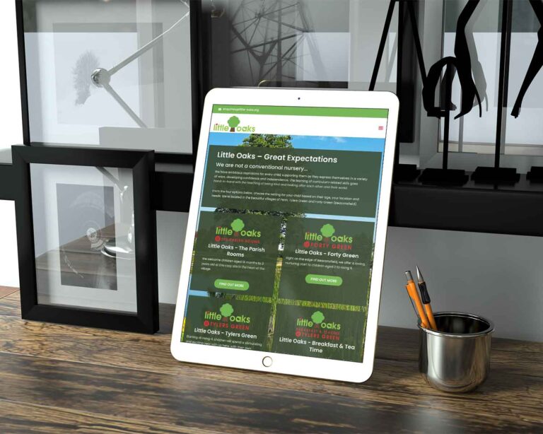 Nursery Web Design For Little Oaks Ipad Mockup 1500x1200