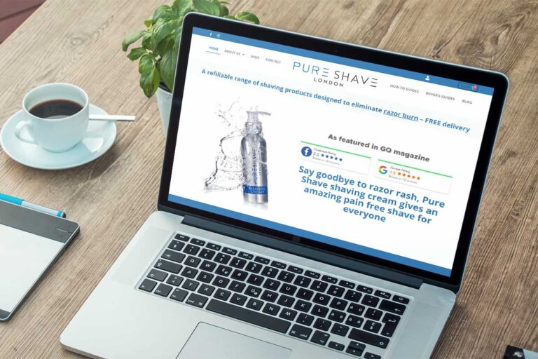 Pure Shave Ecommerce Web Design By Three Girls Media Surrey Mockup 2